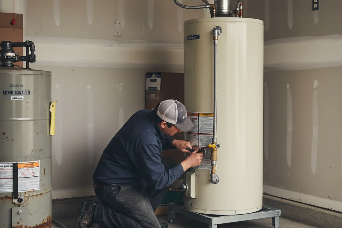 Water heater and shutoff valve replacement in Mahomet