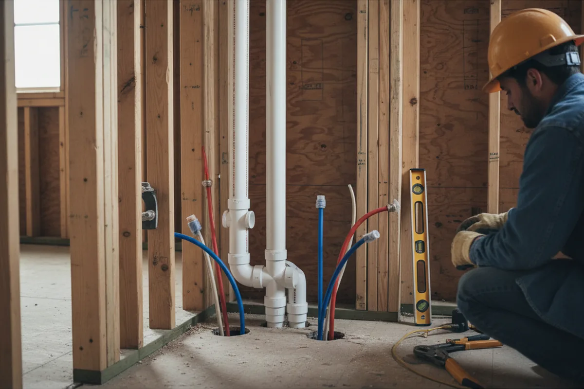 Drain and supply rough-in during Sump Pump Repair in Mahomet