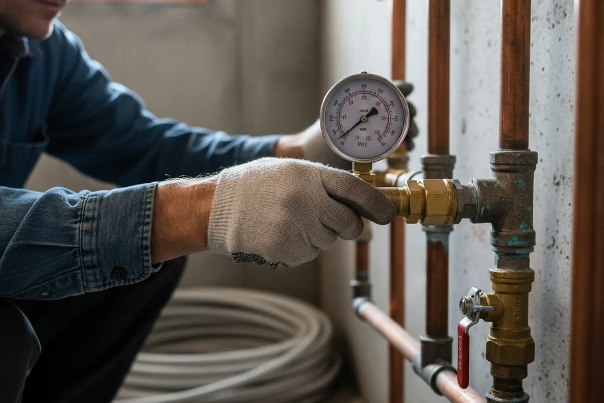 Pressure testing a repaired line during Water Line Repair in Mahomet